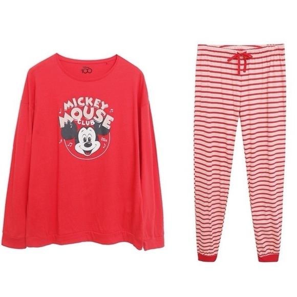 Disney 100 years anniversary special edition Mickey Mouse Club Red Pajama Set L - Picture 1 of 10
